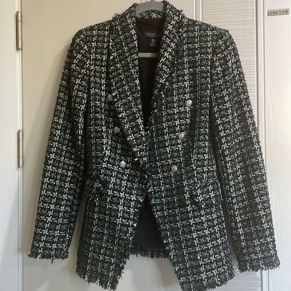 Rachel Zoe festive blazer green/white/black/silver
